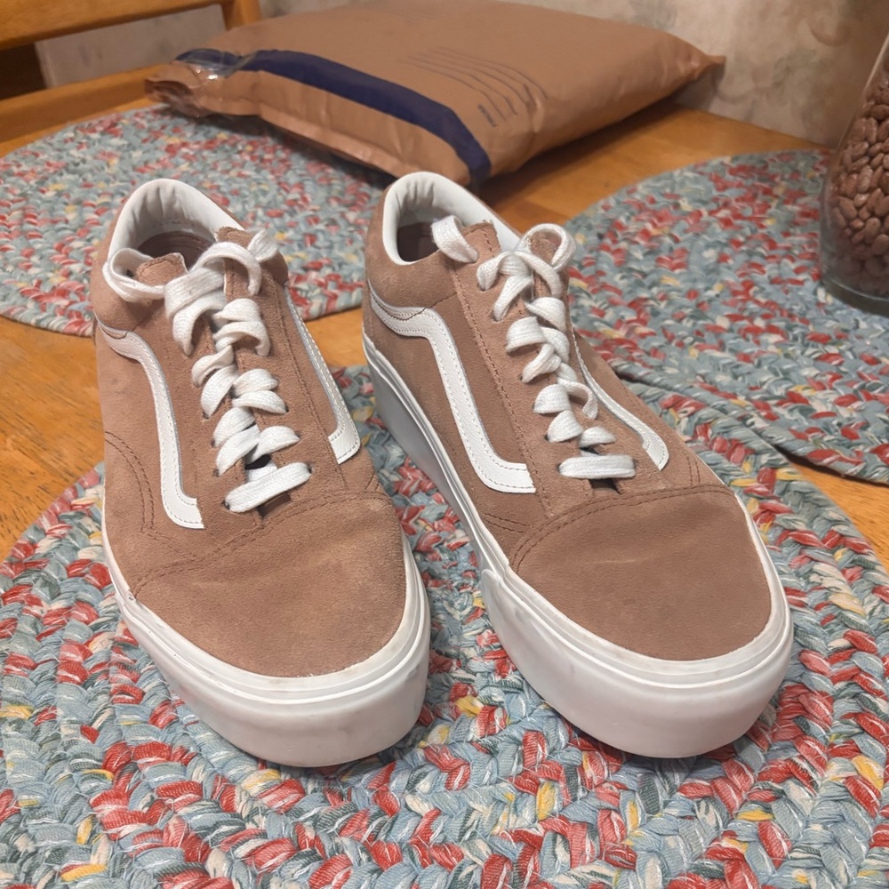 Tan Suede Platform Vans